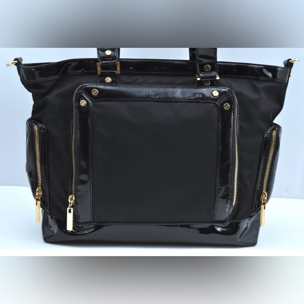 Tory Burch Black Patent Tote with Gold Hardware